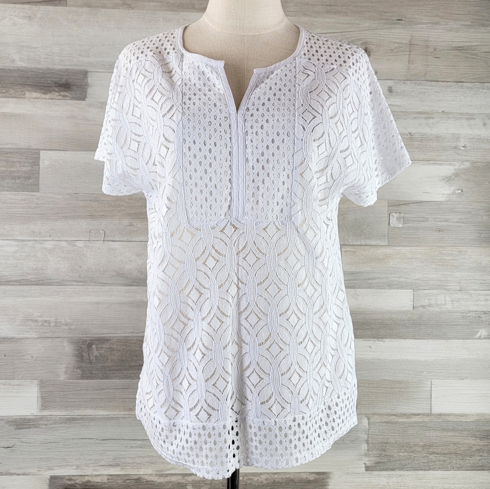 Shannon Ford NY White Lace Top Women's Size Medium